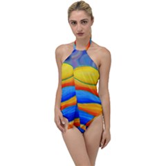 Paint Painting Landscape Scene Go With The Flow One Piece Swimsuit by Pakrebo