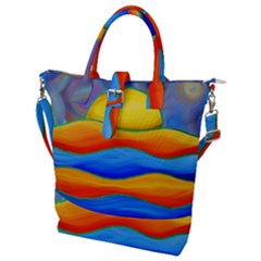 Paint Painting Landscape Scene Buckle Top Tote Bag by Pakrebo