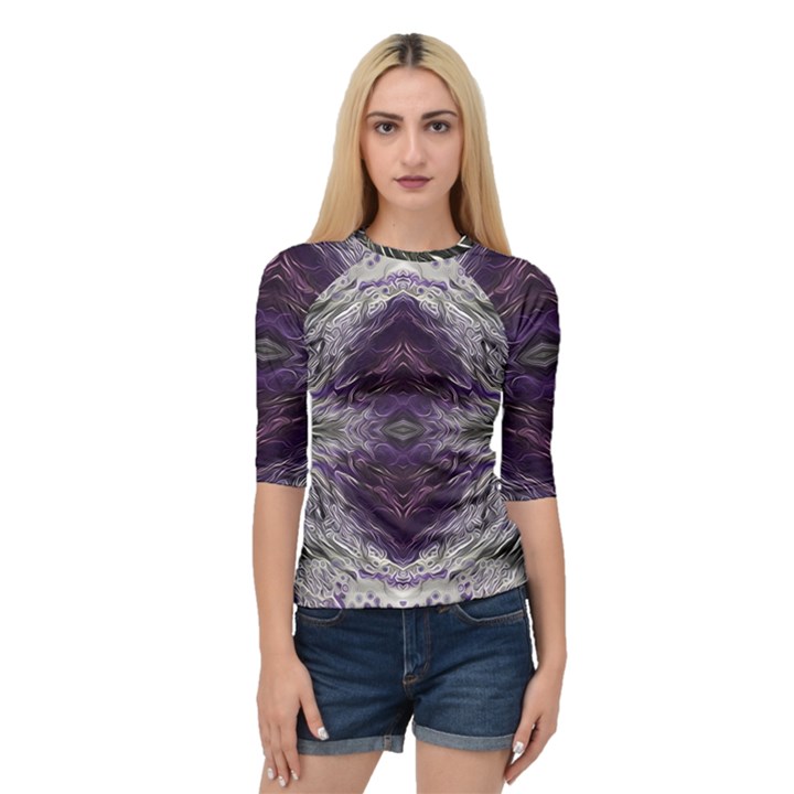 Pattern Abstract Horizontal Quarter Sleeve Raglan Tee