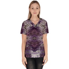 Pattern Abstract Horizontal Women s V-neck Scrub Top by Pakrebo