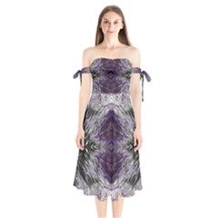 Pattern Abstract Horizontal Shoulder Tie Bardot Midi Dress by Pakrebo