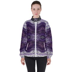 Pattern Abstract Horizontal High Neck Windbreaker (women) by Pakrebo