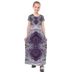 Pattern Abstract Horizontal Kids  Short Sleeve Maxi Dress by Pakrebo