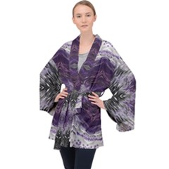 Pattern Abstract Horizontal Velvet Kimono Robe