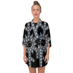 Snowflake Abstract Pattern Shape Half Sleeve Chiffon Kimono by Pakrebo