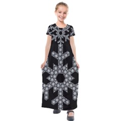 Snowflake Abstract Pattern Shape Kids  Short Sleeve Maxi Dress by Pakrebo