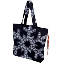 Snowflake Abstract Pattern Shape Drawstring Tote Bag by Pakrebo