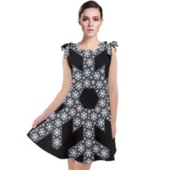 Snowflake Abstract Pattern Shape Tie Up Tunic Dress