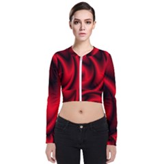 Background Red Color Swirl Long Sleeve Zip Up Bomber Jacket by Pakrebo