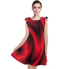 Background Red Color Swirl Tie Up Tunic Dress