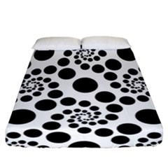 Dot Dots Round Black And White Fitted Sheet (california King Size) by Pakrebo