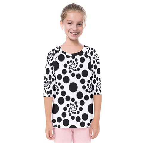 Dot Dots Round Black And White Kids  Quarter Sleeve Raglan Tee by Pakrebo