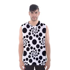 Dot Dots Round Black And White Men s Basketball Tank Top by Pakrebo