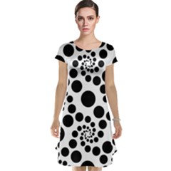 Dot Dots Round Black And White Cap Sleeve Nightdress by Pakrebo