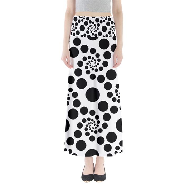 Dot Dots Round Black And White Full Length Maxi Skirt