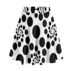 Dot Dots Round Black And White High Waist Skirt by Pakrebo