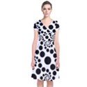 Dot Dots Round Black And White Short Sleeve Front Wrap Dress View1