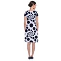 Dot Dots Round Black And White Short Sleeve Front Wrap Dress View2