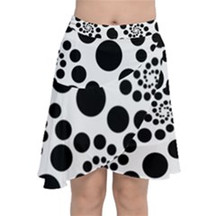 Dot Dots Round Black And White Chiffon Wrap Front Skirt by Pakrebo