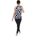 Dot Dots Round Black And White Mock Neck Chiffon Sleeveless Top View2