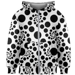 Dot Dots Round Black And White Kids  Zipper Hoodie Without Drawstring by Pakrebo