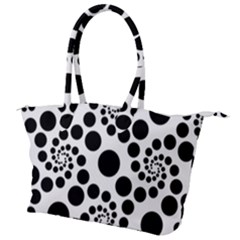 Dot Dots Round Black And White Canvas Shoulder Bag by Pakrebo