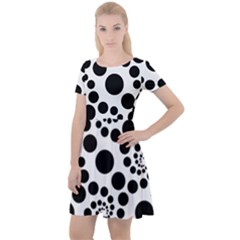 Dot Dots Round Black And White Cap Sleeve Velour Dress 