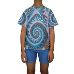 Spiral Fractal Swirl Whirlpool Kids  Short Sleeve Swimwear by Pakrebo