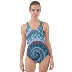 Spiral Fractal Swirl Whirlpool Cut-out Back One Piece Swimsuit by Pakrebo