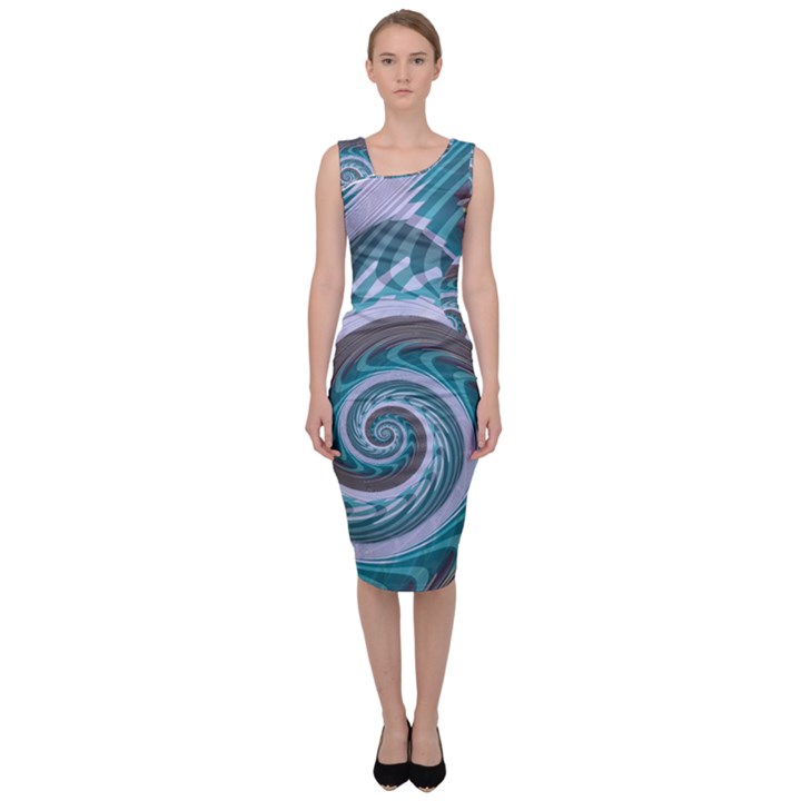 Spiral Fractal Swirl Whirlpool Sleeveless Pencil Dress