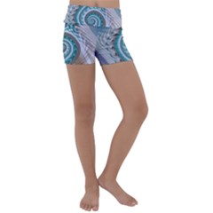 Spiral Fractal Swirl Whirlpool Kids  Lightweight Velour Yoga Shorts by Pakrebo