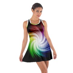 Rainbow Swirl Twirl Cotton Racerback Dress by Pakrebo