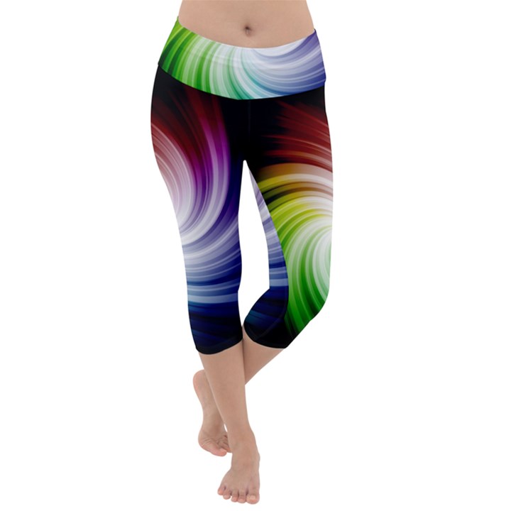 Rainbow Swirl Twirl Lightweight Velour Capri Yoga Leggings