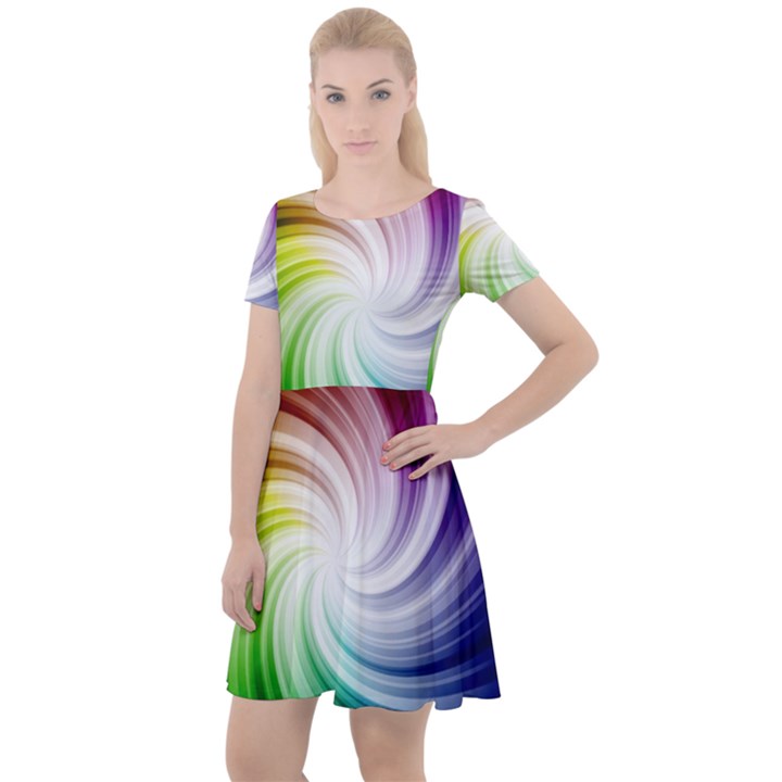 Rainbow Swirl Twirl Cap Sleeve Velour Dress 