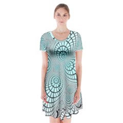 Digital Art Fractal Abstract Short Sleeve V-neck Flare Dress by Pakrebo