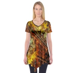 Flat Iron Building Architecture Short Sleeve Tunic  by Pakrebo