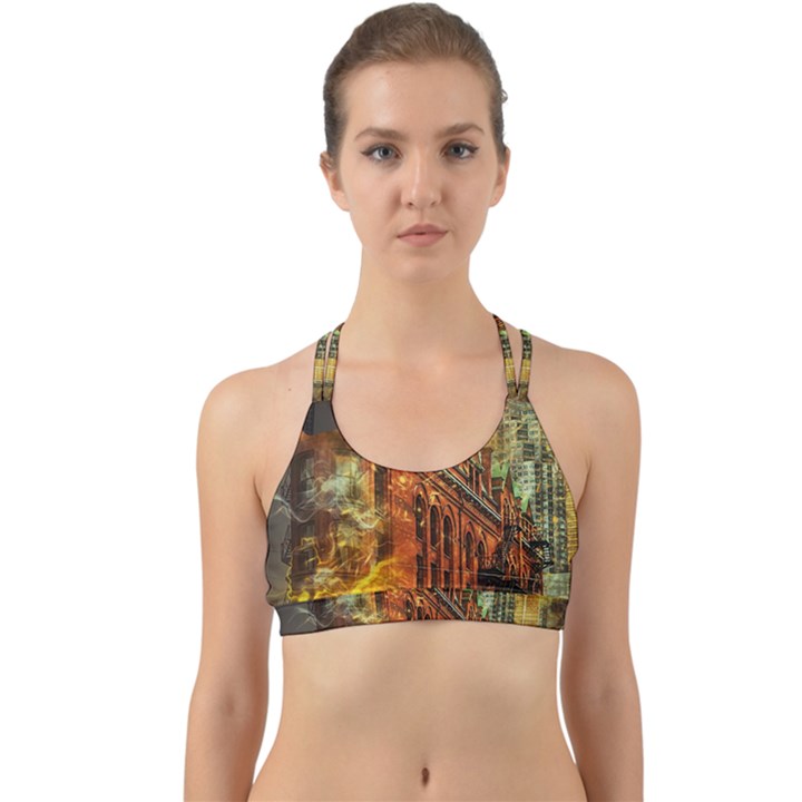 Flat Iron Building Architecture Back Web Sports Bra