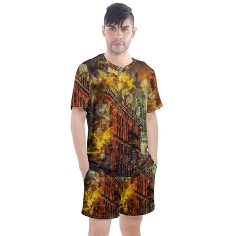 Flat Iron Building Architecture Men s Mesh Tee And Shorts Set by Pakrebo