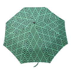 Chevron Pattern Black Mint Green Folding Umbrellas by Pakrebo