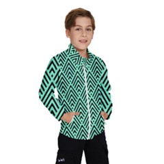 Chevron Pattern Black Mint Green Windbreaker (kids) by Pakrebo