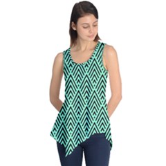 Chevron Pattern Black Mint Green Sleeveless Tunic by Pakrebo