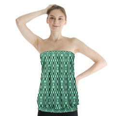 Chevron Pattern Black Mint Green Strapless Top by Pakrebo