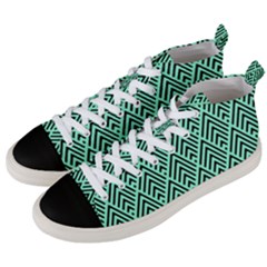 Chevron Pattern Black Mint Green Men s Mid-top Canvas Sneakers by Pakrebo