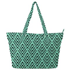 Chevron Pattern Black Mint Green Full Print Shoulder Bag