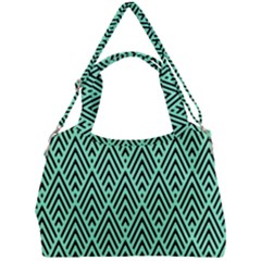 Chevron Pattern Black Mint Green Double Compartment Shoulder Bag by Pakrebo