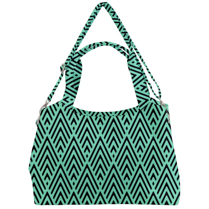 Chevron Pattern Black Mint Green Double Compartment Shoulder Bag