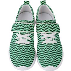 Chevron Pattern Black Mint Green Men s Velcro Strap Shoes