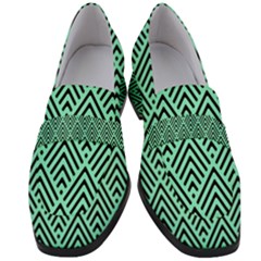 Chevron Pattern Black Mint Green Women s Chunky Heel Loafers