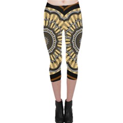 Mandala Pattern Round Ethnic Capri Leggings  by Pakrebo