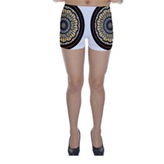 Mandala Pattern Round Ethnic Skinny Shorts by Pakrebo